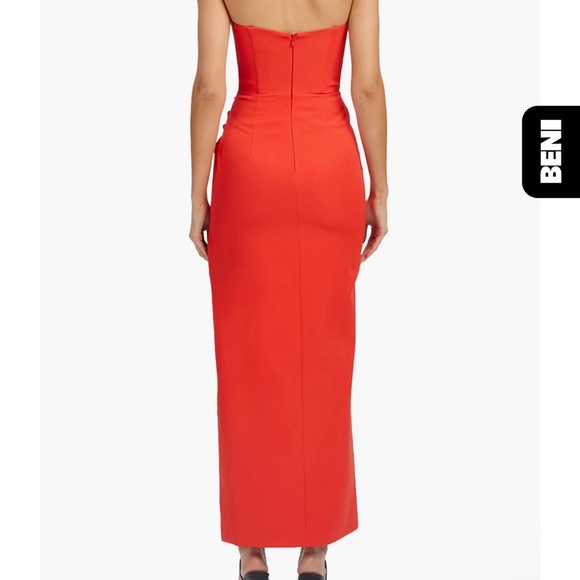 Bardot Strapless Corset Red Maxi Dress - Picture 2 of 4